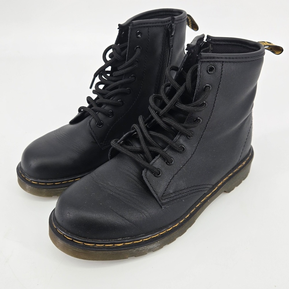 Dr. Martens 1460 J Black Leather Combat Boots Side Zip Unisex Men 4 Women 5 36